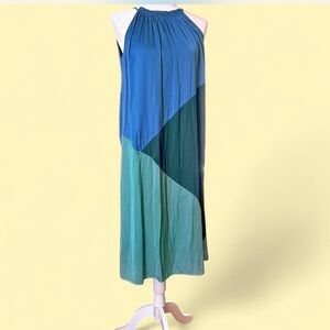 Silk ColorBlock halter midi